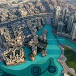 Blick von oben auf die Dubai Fountain