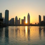 Sonnenuntergang Dubai Fountain