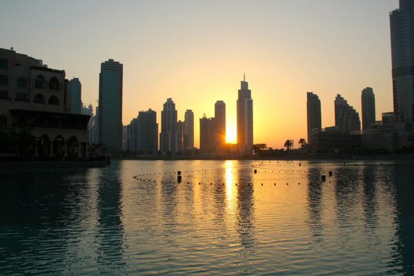 Sonnenuntergang Dubai Fountain